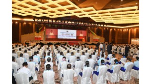 State Administration Council Chairman Prime Minister Senior General Min Aung Hlaing addresses the event to mark International Anti-Corruption Day at the Myanmar International Convention Centre-I in Nay Pyi Taw on 9 December 2022.