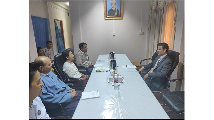 U San Win, Secretary of the Anti- Corruption Commission, receives Mr. Troels Vester, the Country Manager of the UNODC Office in Myanmar