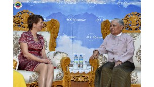 ACC Chairman U Aung Kyi receives the UN Secretary-General's Special Representative for Myanmar